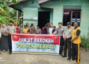 Polsek Merbau Salurkan Bantuan Sembako Pada Warga Desa Pelantai