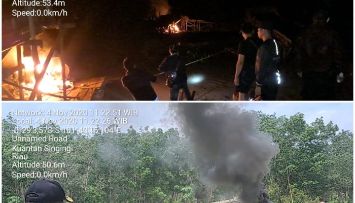 PETI Dompeng Emas Kembali Muncul, Polres Kuansing Lakukan Razia Dan Musnahkan 25 Unit Alat Dompeng  di TKP 