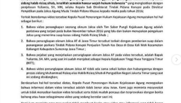 Klarifikasi Kejagung Terkait Viral Video Penangkapan dan Pengakuan Oknum Jaksa