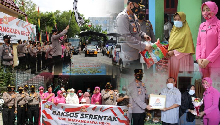 HUT Bhayangkara Ke-75, Polresta Pekanbaru Gelar Anjangsana dan Bagikan 1.000 Paket Sembako