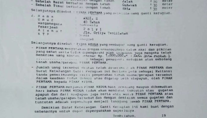 Telah Hilang Surat Keterangan Jual Beli Tanah