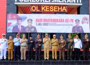 Bupati dan Wabup Ikuti Upacara Syukuran Hari Bhayangkara Ke 76 di Mapolres Kepulauan Meranti