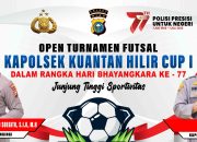 Meriahkan Hut Bhayangkara ke77, Polsek Kuantan Hilir Gelar Oven Turnamen Futsal Cup I di Gor Desa Koto Rajo