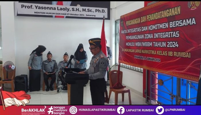 Lapas Narkotika Rumbai Gelar Pencanangan dan Penandatanganan Fakta Integritas dan Komitmen Bersama Pembangunan ZI